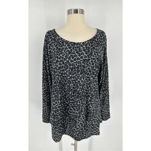 Soft Surroundings Animal Print Long Sleeve Scoop Neck Top